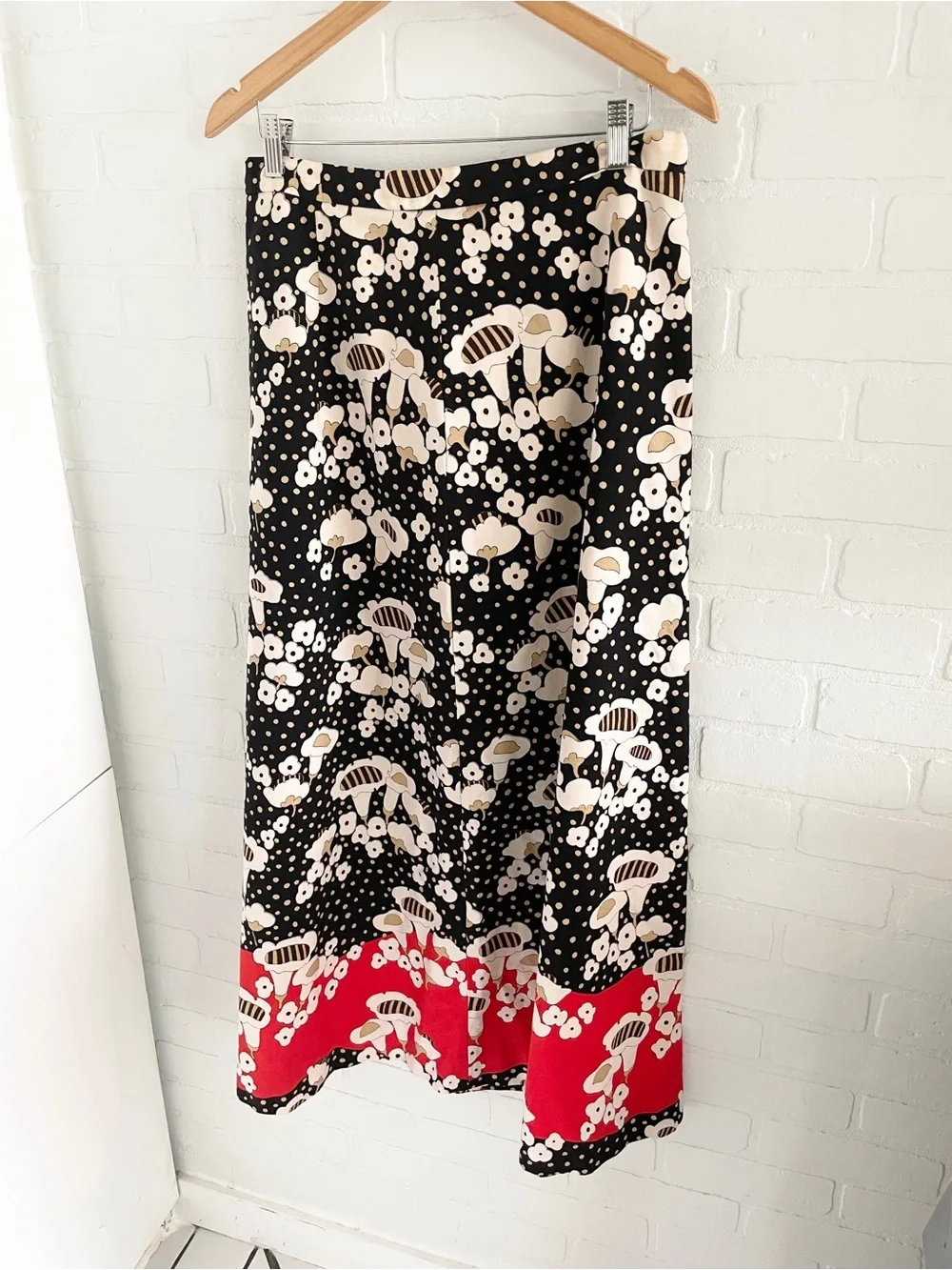 Vintage Holt Renfrew Italy Cotton Mod Botanical Maxi Skirt Editorial Size L - Picture 5 of 16